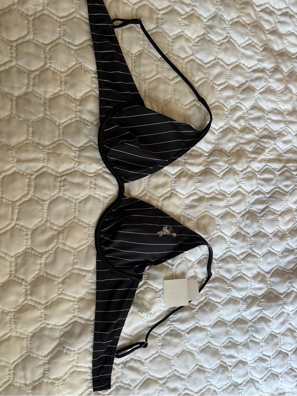 Women's Black Pinstripe Triangle Bikini Top